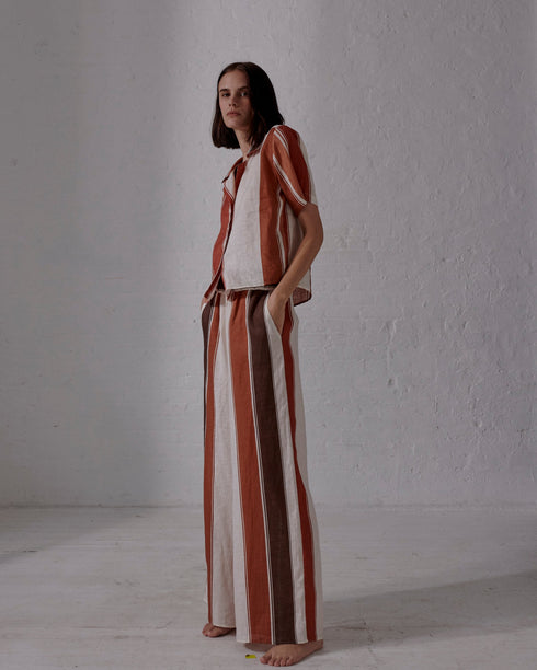 Tomaso Linen Shirt / Terra Stripes